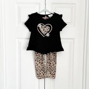 Toddler girl leopard heart set